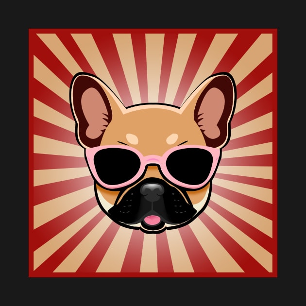 Brown Frenchie Dog Wearing Pink Sunglasses French Bulldog by 4U2NV-LDN