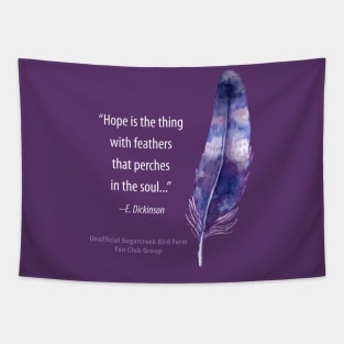 purple feather quote Tapestry