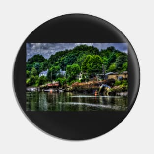 Barge Wreck  And Boats On The River Wear Pin