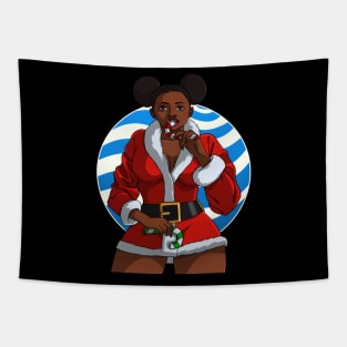 Black Santa Claus Gangster Christmas Tapestry