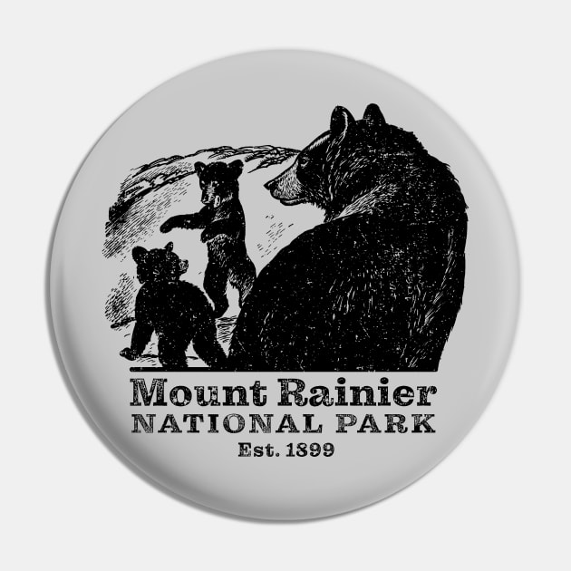 Mount Rainier National Park Bear Playful Cubs Pin by Pine Hill Goods