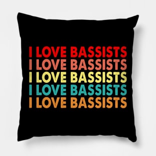 Vintage I Heart Love Bassists Musicians Band Retro Pillow