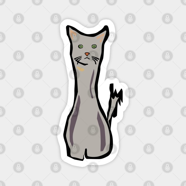 Tall Grey Cat Magnet by Kelliboo