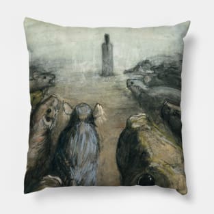 rat attack - pastel painting Pillow