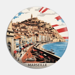 Marseille France Vintage Poster Tourism Pin