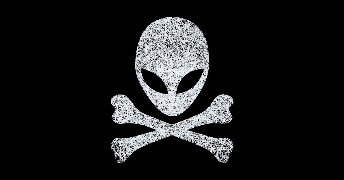 Alien and Crossbones - Aliens - Sticker | TeePublic