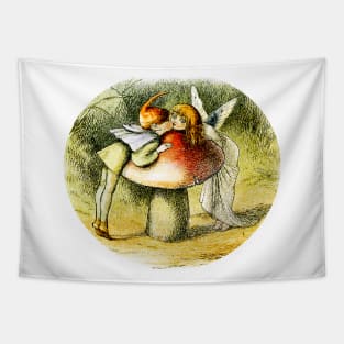 Elf in love with the fairy... in a mushroom landscape Tapestry