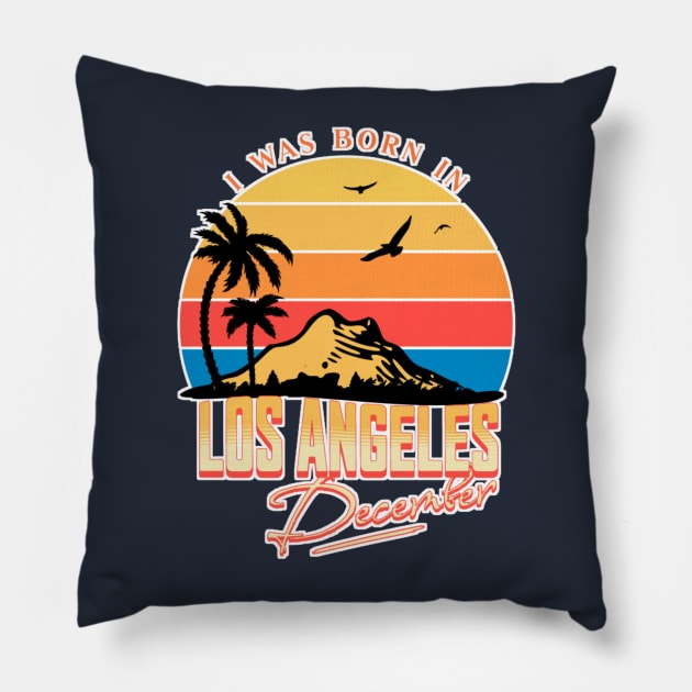 Was born in Los Angeles, December Retro Pillow by AchioSHan