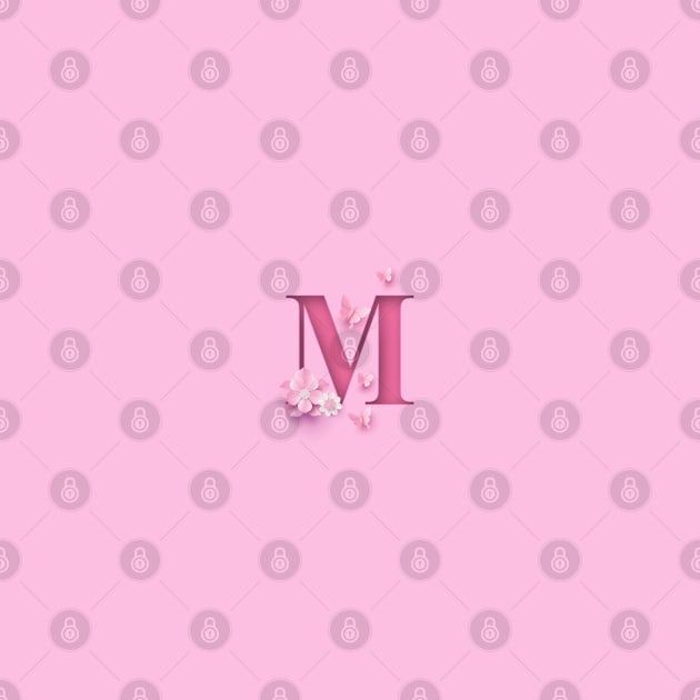 M Letter Personalized, Pink Minimal Cute Design, Birthday Gift, Christmas Gift by PRINTPOSE