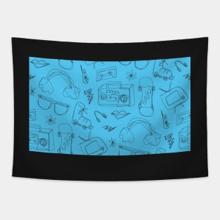 Retro 80's Continuous Contour Line Art Tapestry