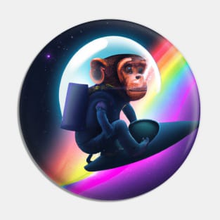 Rainbow Space Monkey Pin