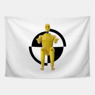 Crash Test Dummy Yellow Man Testing Car Crash Tapestry