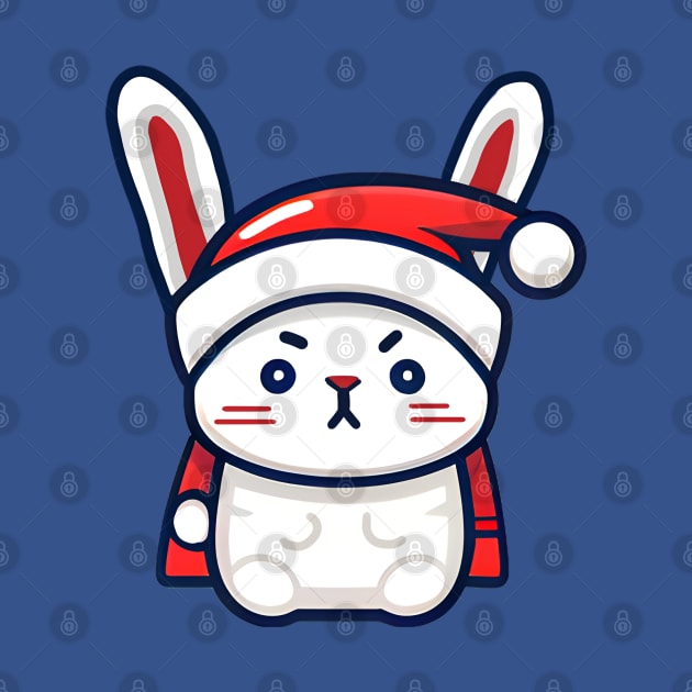 Angry Bunny in Santa hat Christmas by beangeerie