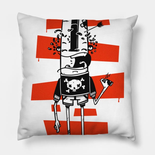 Graffiti rabbit Pillow by manuvila