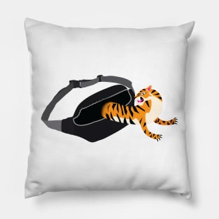 tiger coming out of a waist bag Pillow