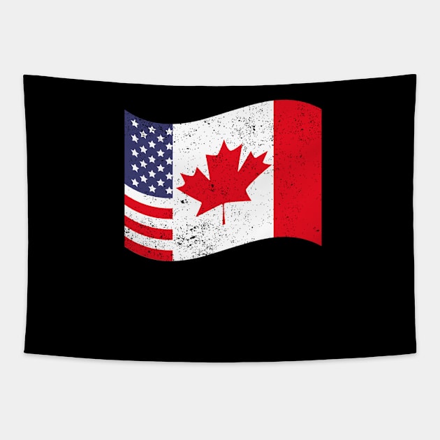 Canadian American Flag US Maple Leaf Canada Tapestry by shirtsyoulike