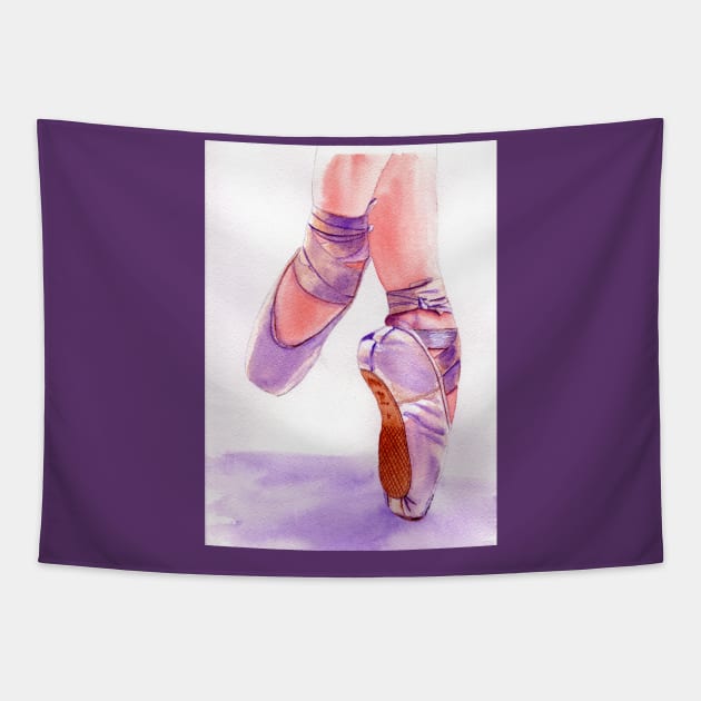 Ballet Pointe Shoes Painting Tapestry by MMcBuck