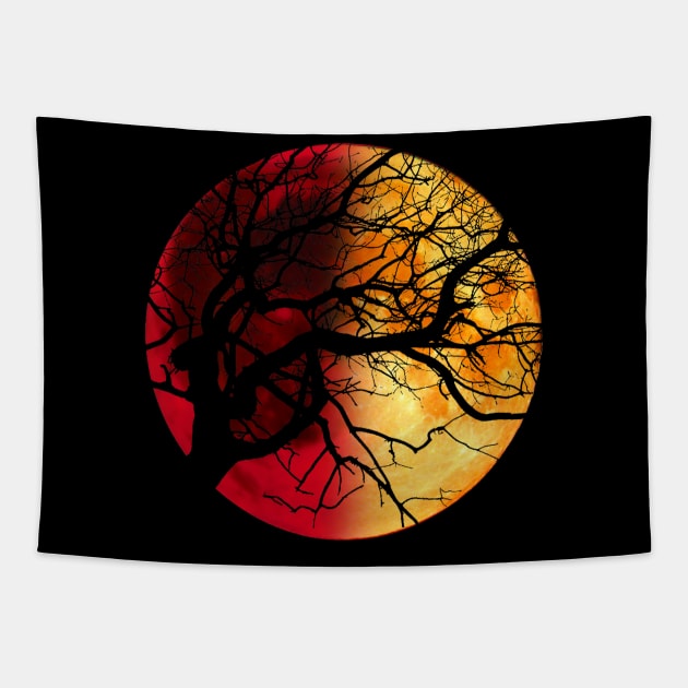 colored night moon Tapestry by medo art 1