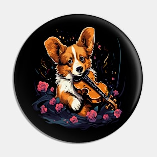 Corgi Playing Violin Pin