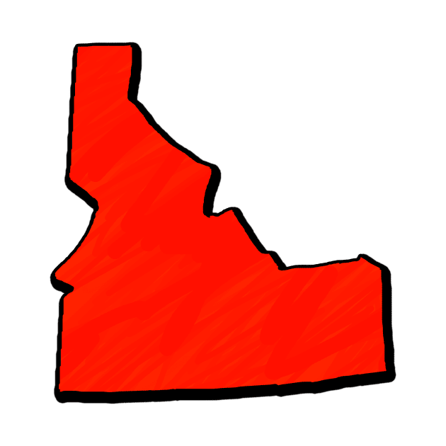 Bright Red Idaho Outline by Mookle