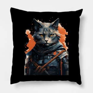 Cat Japanese Warrior Pillow
