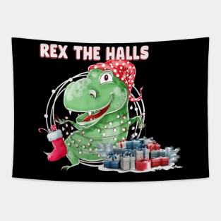 T Rex The Halls Christmas Dinosaur Tapestry