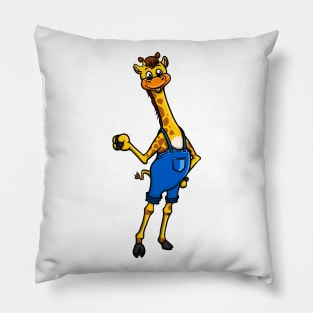 Cute Anthropomorphic Human-like Cartoon Character Giraffe in Clothes Pillow