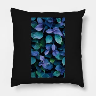 Beautiful leaves in cool green, blue and purple hues ! Pillow
