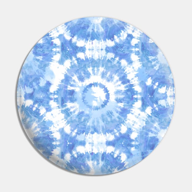 Blue and White Tie Dye Batik Pin by LittleBean