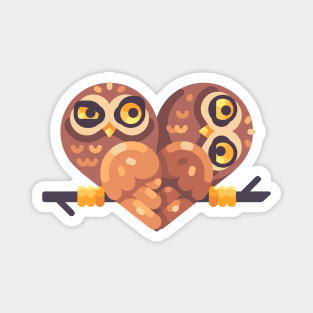 Cute Heart Shaped Owls Magnet