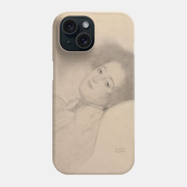 Portrait of a Young Woman Reclining by Gustav Klimt Phone Case by Classic Art Stall