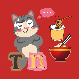 I Think Noodles Cute Cat T-Shirt