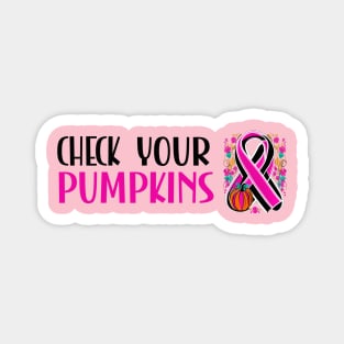 Breast cancer awareness pink ribbon October pumpkin design Magnet