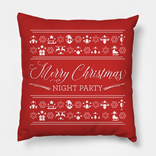 Merry Christmas Night Party Red Pillow by Design_Lawrence
