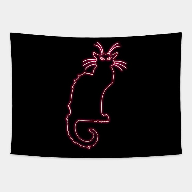 Chat Noir neon Tapestry by la chataigne qui vole ⭐⭐⭐⭐⭐