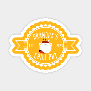 Grandpa's Chili Pot White Design Magnet