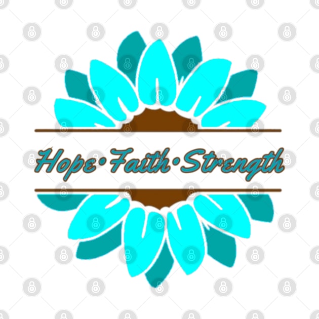 Turquoise Sunflower Hope Faith Strength by CaitlynConnor