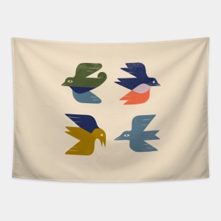 Four Birds Grid Tapestry