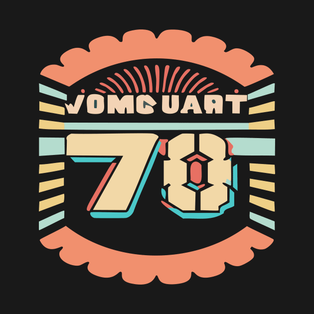 vintage-style t-shirt design that evokes the feeling of the 70s with a retro color scheme and a groovy font. by goingplaces