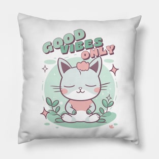 Good Vibes Only - Meditating Zen Kitty Pillow