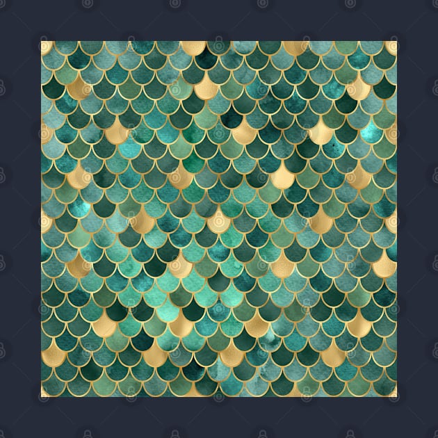 Mermaid Pattern Design Blue, Green and Gold by BE MY GUEST MARKETING LLC