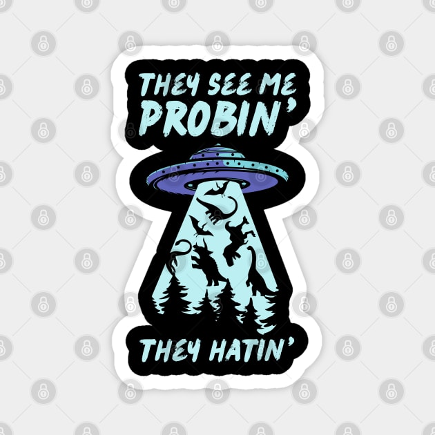 They See Me Probin They Hatin UFO Abduction Magnet by The WYLD Tribe