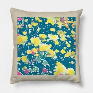 Pretty teal garden print Pillow