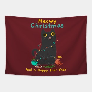 Meowy Christmas and a happy Purr Year / Christmas cat / Cat Tapestry