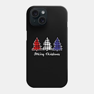 Merry Christmas Trees Red White Blue Plaid Xmas Gift Phone Case