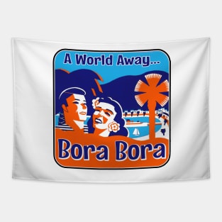 Bora Bora Vintage Travel Pacific Ocean A World Away Luggage Tapestry