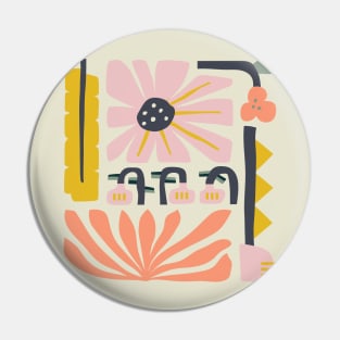 Fun abstract flower garden - Peach and Yellow Pin