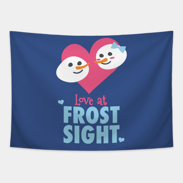 Romantic Snowman | Valentine's Day | Christmas Gift Tapestry by Fluffy-Vectors