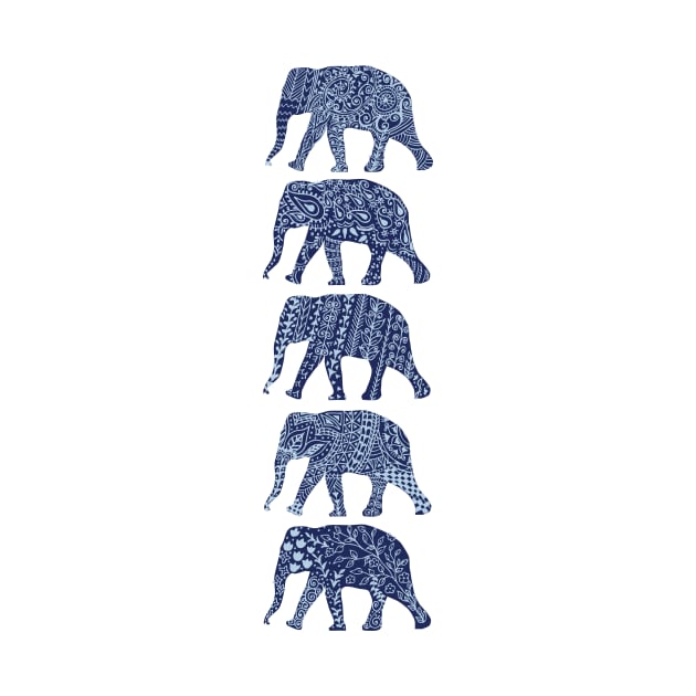 Patterned Elephants(navy) by kanikamathurdesign