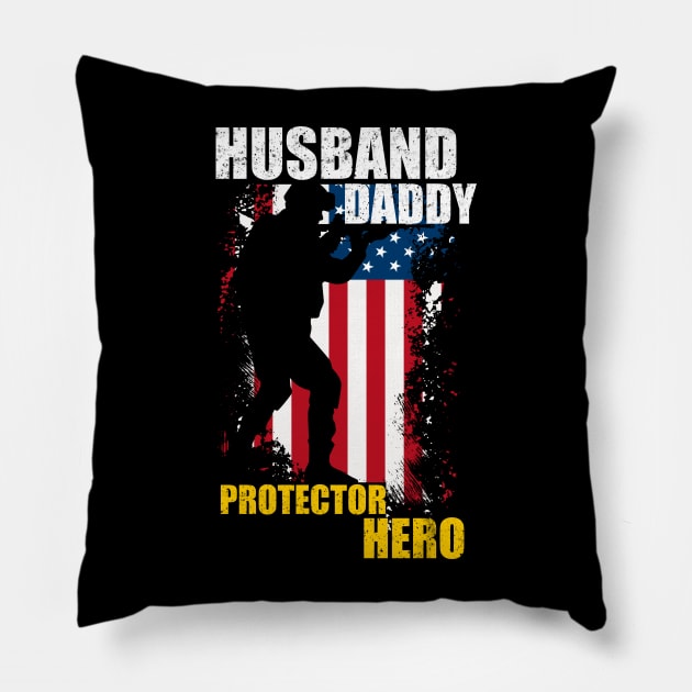 Husband Daddy Protector Hero Pillow by Motivation sayings 